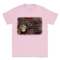 Bubblegum Pink I'm so freaking merry skeleton messy bun Classic Tee - NancyCooperArtShop