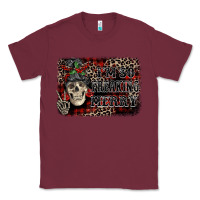 Burgundy I'm so freaking merry skeleton messy bun Classic Tee - NancyCooperArtShop