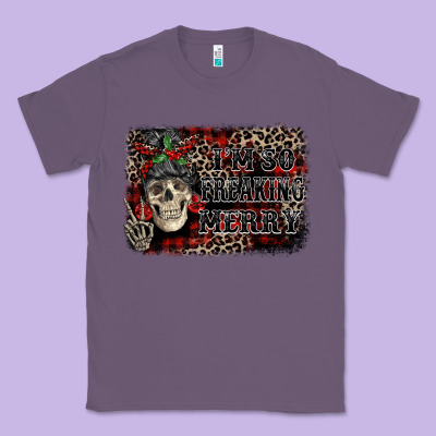 I'm So Freaking Merry Skeleton Messy Bun Classic Tee Designed By Nancycooperartshop