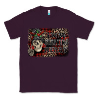 Plum I'm so freaking merry skeleton messy bun Classic Tee - NancyCooperArtShop