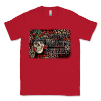 Red I'm so freaking merry skeleton messy bun Classic Tee - NancyCooperArtShop