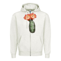 Oatmeal Heather King Cup Cactus Zipper Hoodie - LillyAllenDesigns