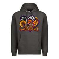 Charcoal Heather basketball hearts Premium Hoodie - Jasminsmagicworld