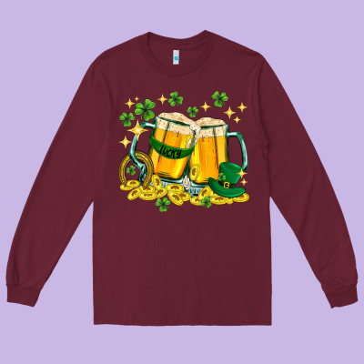 St. Patrick's Day Beer Long Sleeve Tee Designed By Howdyjamesfarm