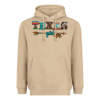 Texas Girl Serape Turquoise Leopard Cowhide Arrow Heavyweight Hoodie | Teevron