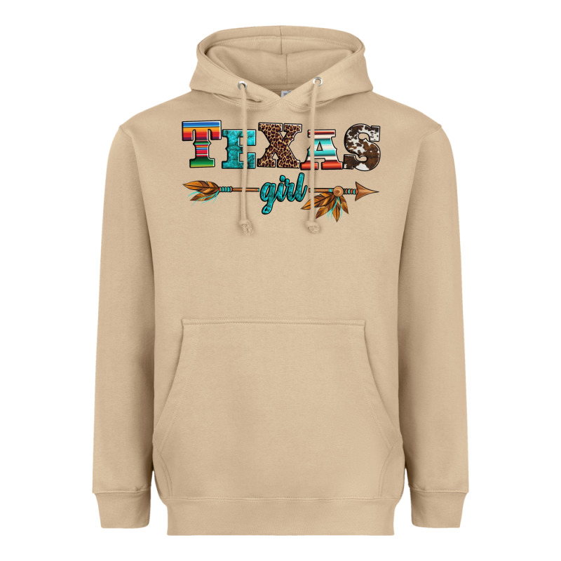 Texas Girl Serape Turquoise Leopard Cowhide Arrow Heavyweight Hoodie by Artiststas | Teevron