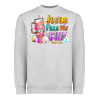 Heather Grey Jesus Fills My Cup Easter Heavyweight Sweatshirt - CowhideDigitalArt