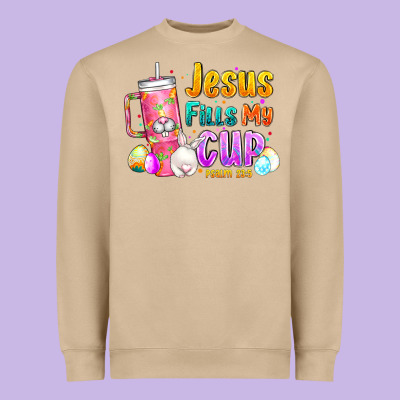 Jesus Fills My Cup Easter Heavyweight Sweatshirt Designed By Cowhidedigitalart
