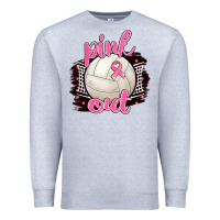 Heather Grey Pink Out Volleyball Premium Sweatshirt - BarkalooDesign