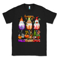 Black Happy Hallothanksmas wine glasses and gnomes Classic Tee - texasbilliewilder