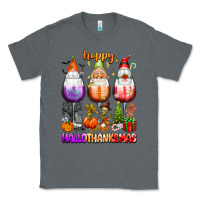 Charcoal Heather Happy Hallothanksmas wine glasses and gnomes Classic Tee - texasbilliewilder