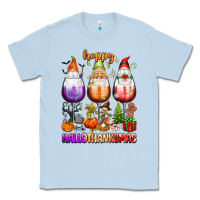 Dusty Blue Happy Hallothanksmas wine glasses and gnomes Classic Tee - texasbilliewilder