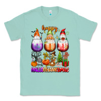Seafoam Happy Hallothanksmas wine glasses and gnomes Classic Tee - texasbilliewilder