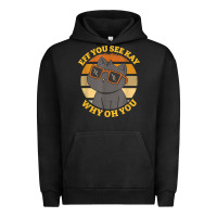 Pigment Black funny retro sunset eff you see kay why oh you cat lovers t shirt Urban Hoodie - ArtChic