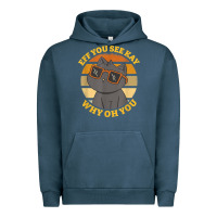 Pigment Midnight Navy funny retro sunset eff you see kay why oh you cat lovers t shirt Urban Hoodie - ArtChic