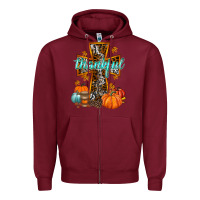 Burgundy thankful cross Zipper Hoodie - RacoonDesign
