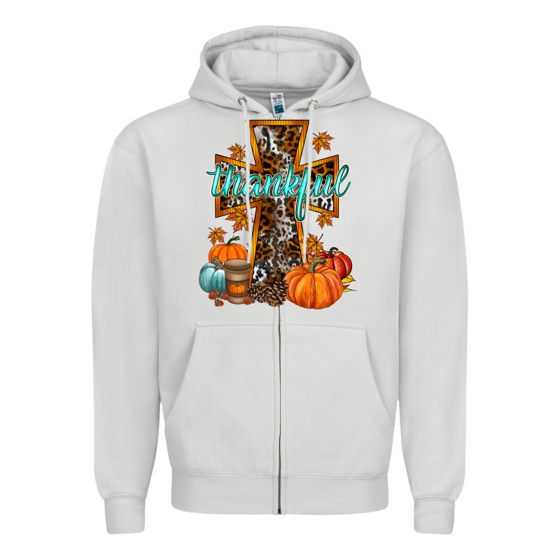 Thankful Cross Zipper Hoodie by RacoonDesign | Teevron