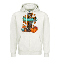 Oatmeal Heather thankful cross Zipper Hoodie - RacoonDesign