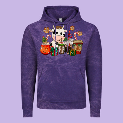 Cow Coffee Cups Christmas Vintage Hoodie Designed By Cowgirlartshop