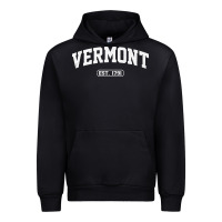Black vermont vintage state athletic style pullover hoodie Urban Hoodie - ArtChic