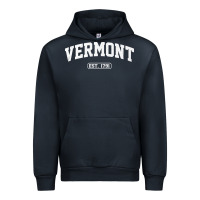 Navy vermont vintage state athletic style pullover hoodie Urban Hoodie - ArtChic