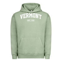 Pigment Oil Green vermont vintage state athletic style pullover hoodie Urban Hoodie - ArtChic