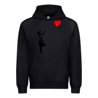 Black banksy girl with balloon Urban Hoodie - ArtChic