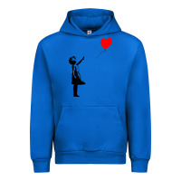 Cobalt banksy girl with balloon Urban Hoodie - ArtChic