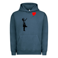 Pigment Midnight Navy banksy girl with balloon Urban Hoodie - ArtChic