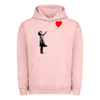 Pigment Salmon banksy girl with balloon Urban Hoodie - ArtChic