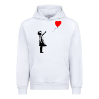 White banksy girl with balloon Urban Hoodie - ArtChic