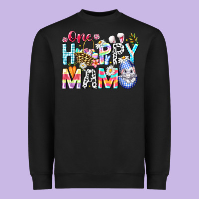 One Happy Mama Easter Bunny Heavyweight Sweatshirt Designed By Cowhidedigitalart