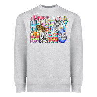 Heather Grey One Happy Mama Easter Bunny Heavyweight Sweatshirt - CowhideDigitalArt