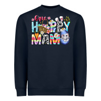 Navy One Happy Mama Easter Bunny Heavyweight Sweatshirt - CowhideDigitalArt
