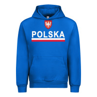 Cobalt Sporty Polska Flag And Emblem Polish Coat Of Arms Pullover Hoodie Urban Hoodie - ArtChic
