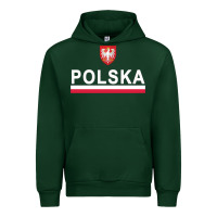 Forest Green Sporty Polska Flag And Emblem Polish Coat Of Arms Pullover Hoodie Urban Hoodie - ArtChic