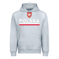 Heather Grey Sporty Polska Flag And Emblem Polish Coat Of Arms Pullover Hoodie Urban Hoodie - ArtChic