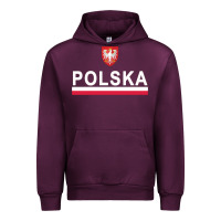 Mauve Wine Sporty Polska Flag And Emblem Polish Coat Of Arms Pullover Hoodie Urban Hoodie - ArtChic