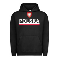 Pigment Black Sporty Polska Flag And Emblem Polish Coat Of Arms Pullover Hoodie Urban Hoodie - ArtChic