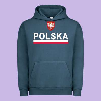 Sporty Polska Flag And Emblem Polish Coat Of Arms Pullover Hoodie Urban Hoodie Designed By Artchic