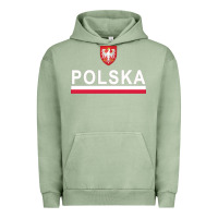 Pigment Oil Green Sporty Polska Flag And Emblem Polish Coat Of Arms Pullover Hoodie Urban Hoodie - ArtChic