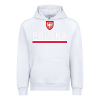 White Sporty Polska Flag And Emblem Polish Coat Of Arms Pullover Hoodie Urban Hoodie - ArtChic