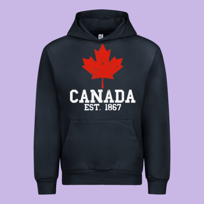 Vintage Canada Est.1867 Maple Leaf Canadian Flag R Urban Hoodie Designed By Artchic