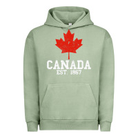 Pigment Oil Green vintage canada est.1867 maple leaf canadian flag r Urban Hoodie - ArtChic