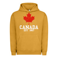 Pigment Peanut Butter vintage canada est.1867 maple leaf canadian flag r Urban Hoodie - ArtChic