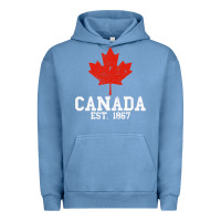 Pigment Pebble Blue vintage canada est.1867 maple leaf canadian flag r Urban Hoodie - ArtChic