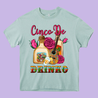 Cinco De Drinko Heavy Core Tee Designed By Artiststas
