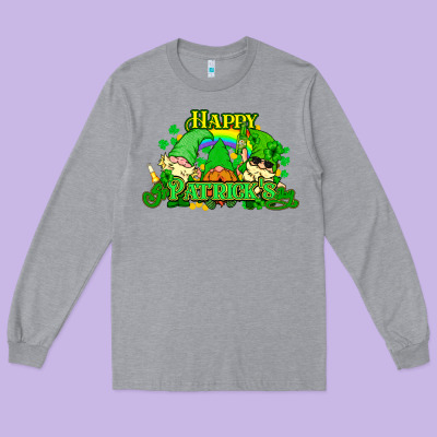 St. Patrick's Day Gnomes Long Sleeve Tee Designed By Howdyjamesfarm