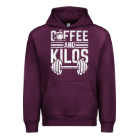 Mauve Wine Coffee And Kilos Weightlifting Gift Urban Hoodie - ArtChic