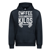 Navy Coffee And Kilos Weightlifting Gift Urban Hoodie - ArtChic